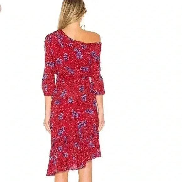 Saloni Dress Lexie Scarlet Posey Midi Dress Sz 0 - Picture 3 of 15